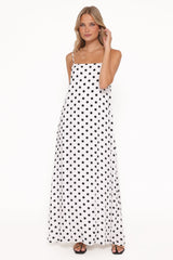 Virgo Maxi Dress - White Polka Dot