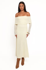 Wilma Off Shoulder Dress - Butter Yellow