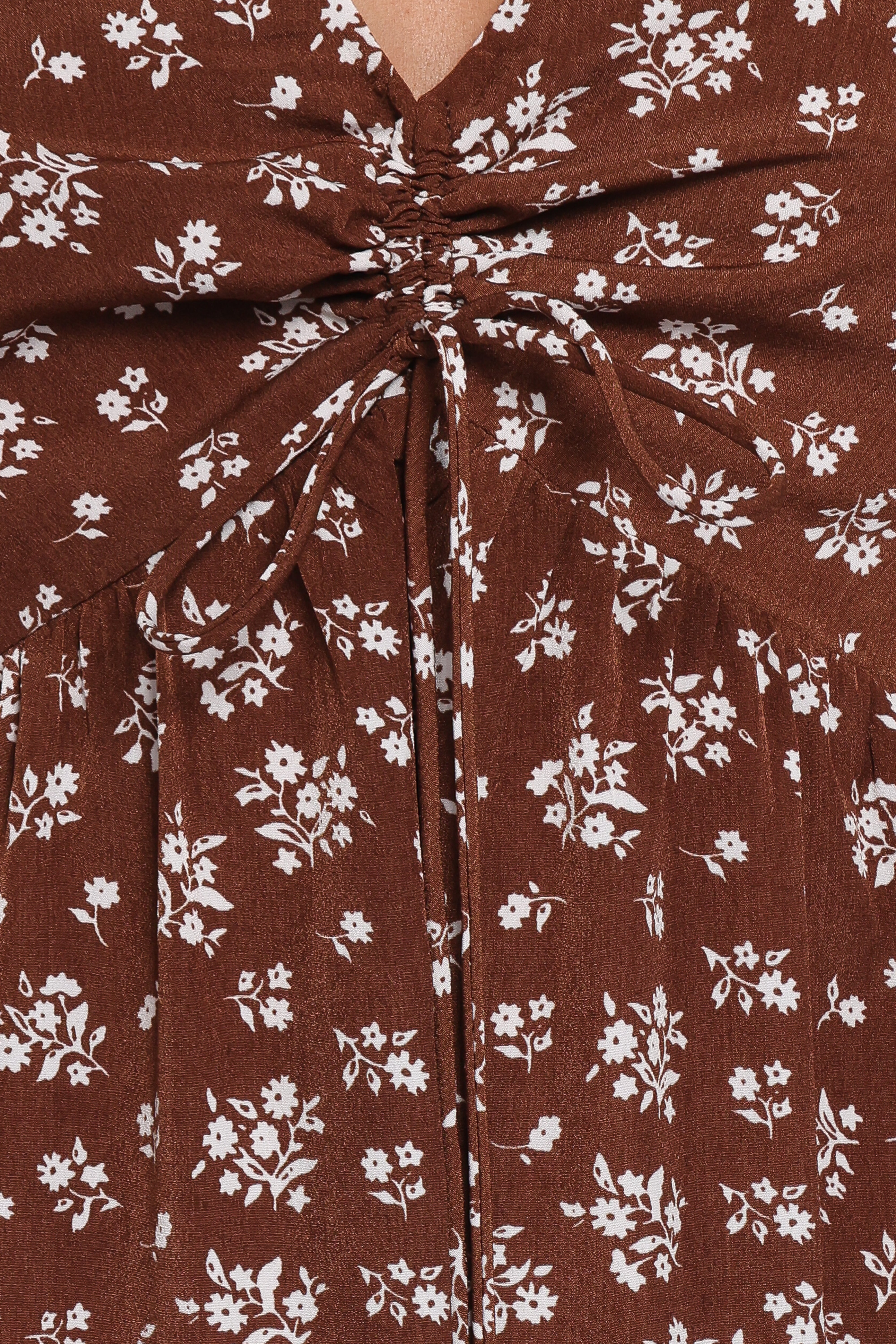 Zina Maxi Dress - Brown Ditsy Floral