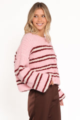 Albertine Cardigan - Pink Stripe
