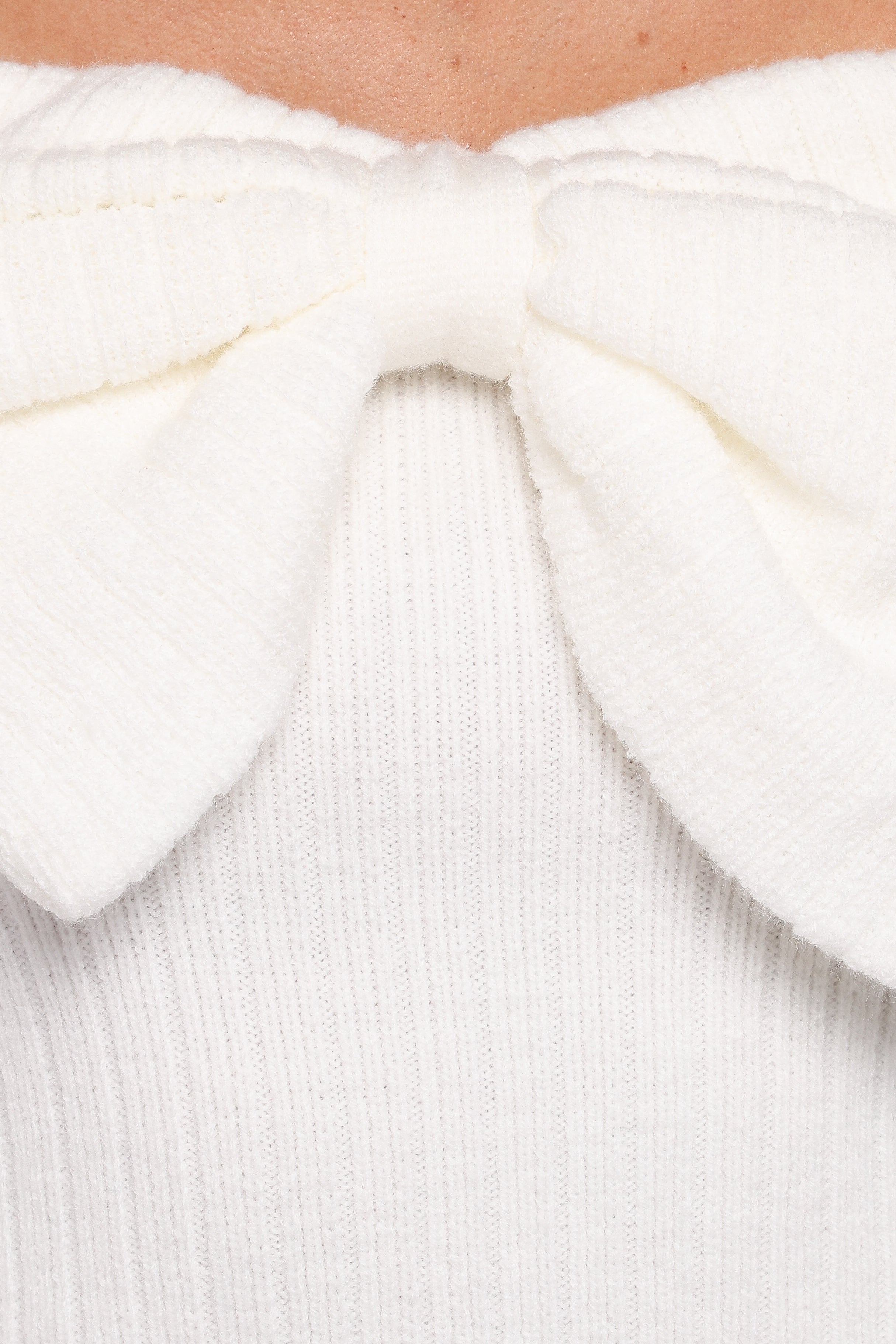 Helene Bow Off Shoulder Knit Sweater - Ivory