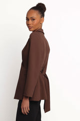 Eliana Waist Tie Blazer - Espresso