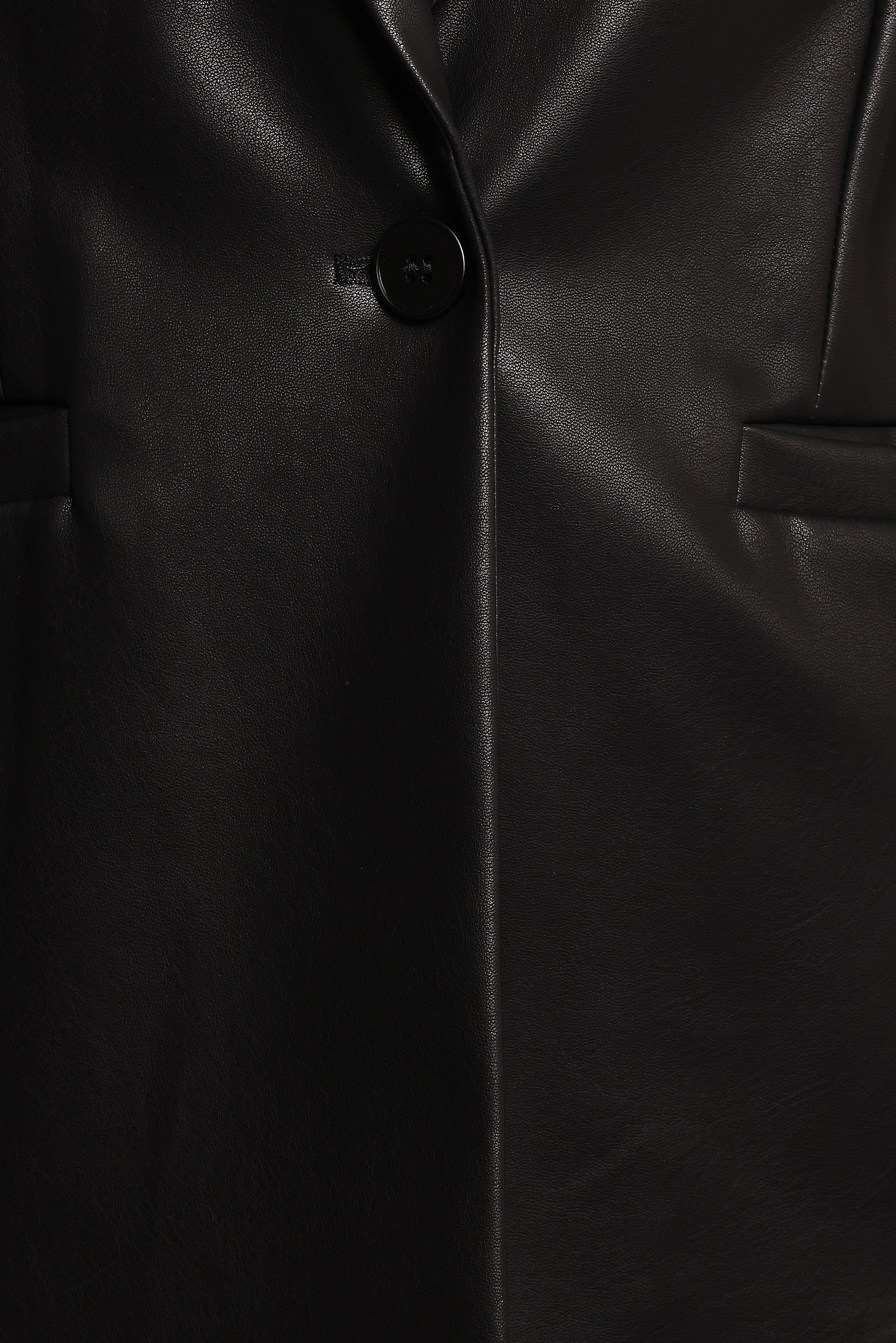 Jamie Faux Leather Blazer - Black