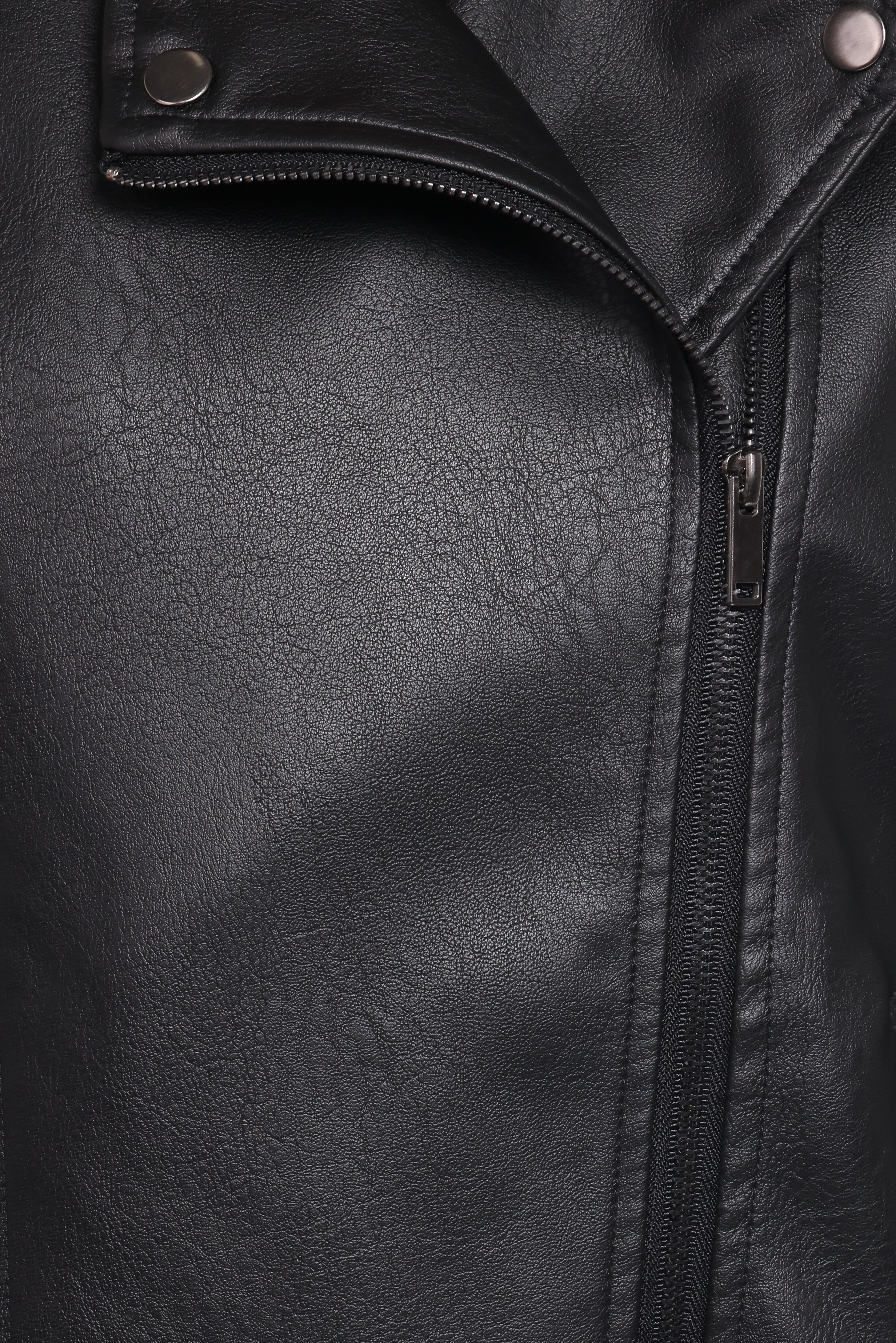 Parsons Oversized Faux Leather Moto Jacket - Black