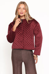 Roxanna Quilted Velvet Jacket - Wine