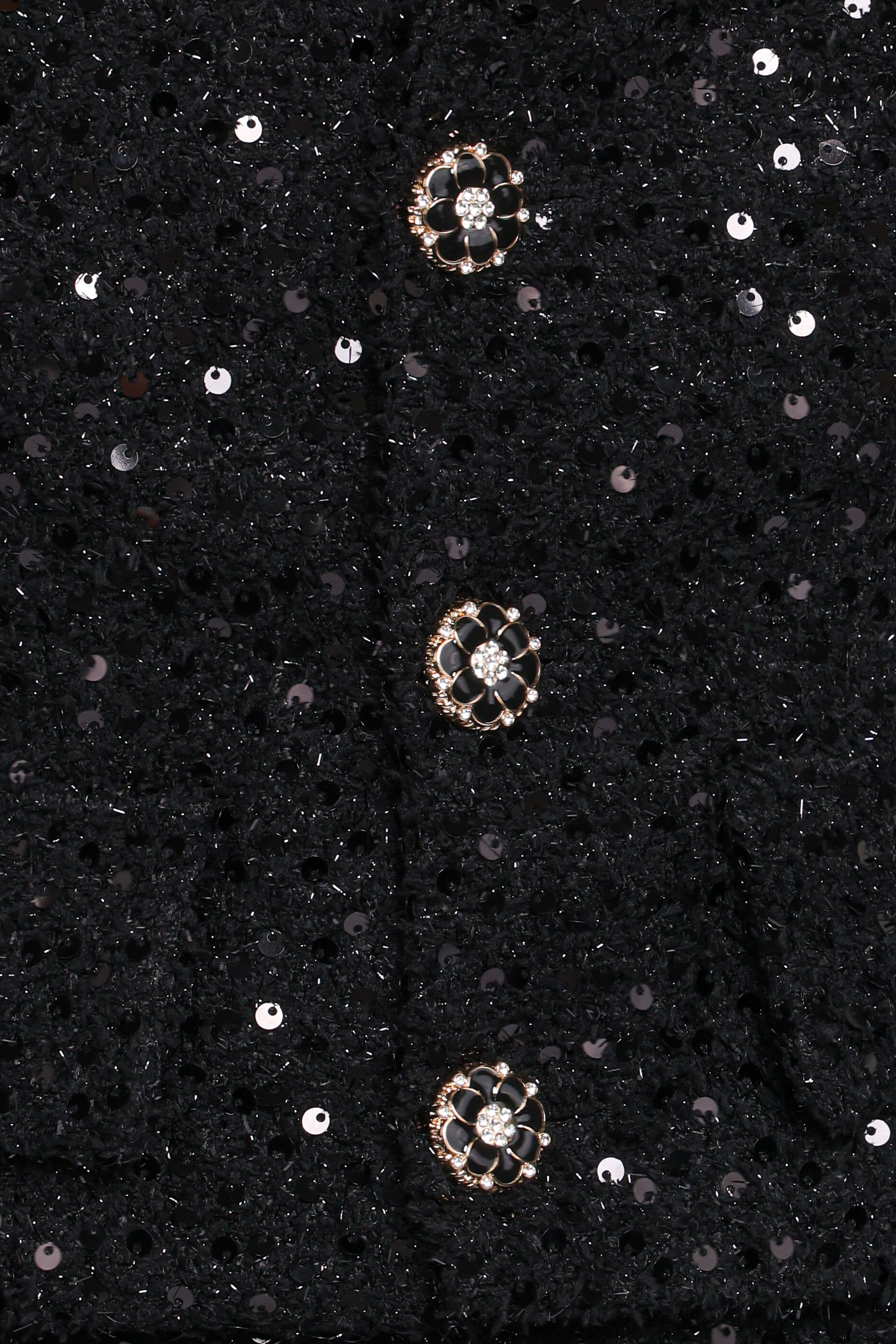 Valentina Cropped Blazer - Black Sequin