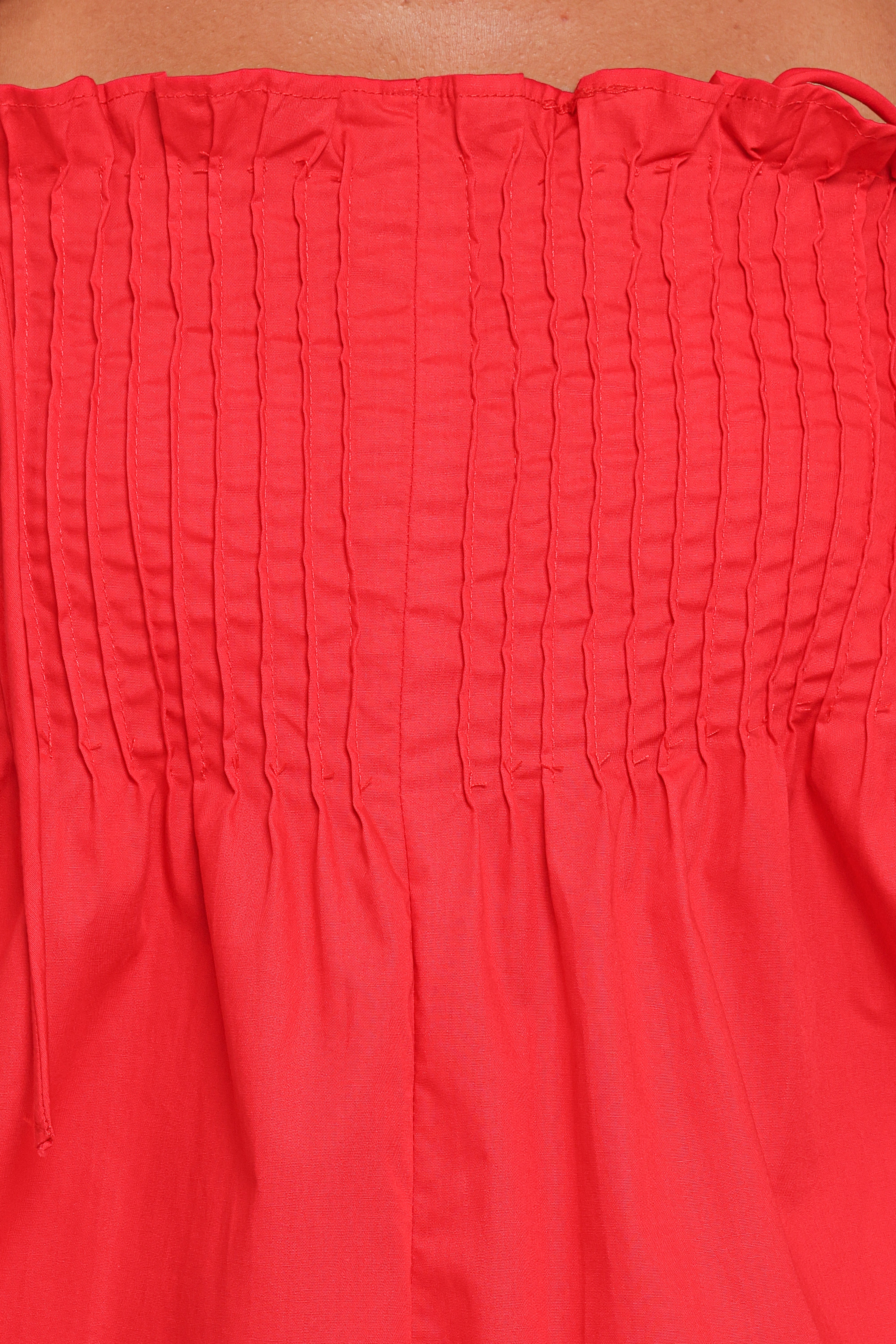 Liora Pleated Romper - Red