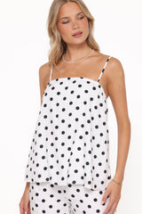 Kristy Pant Set - White/Black Polka Dot