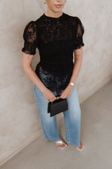 Adeline Peplum Top - Black
