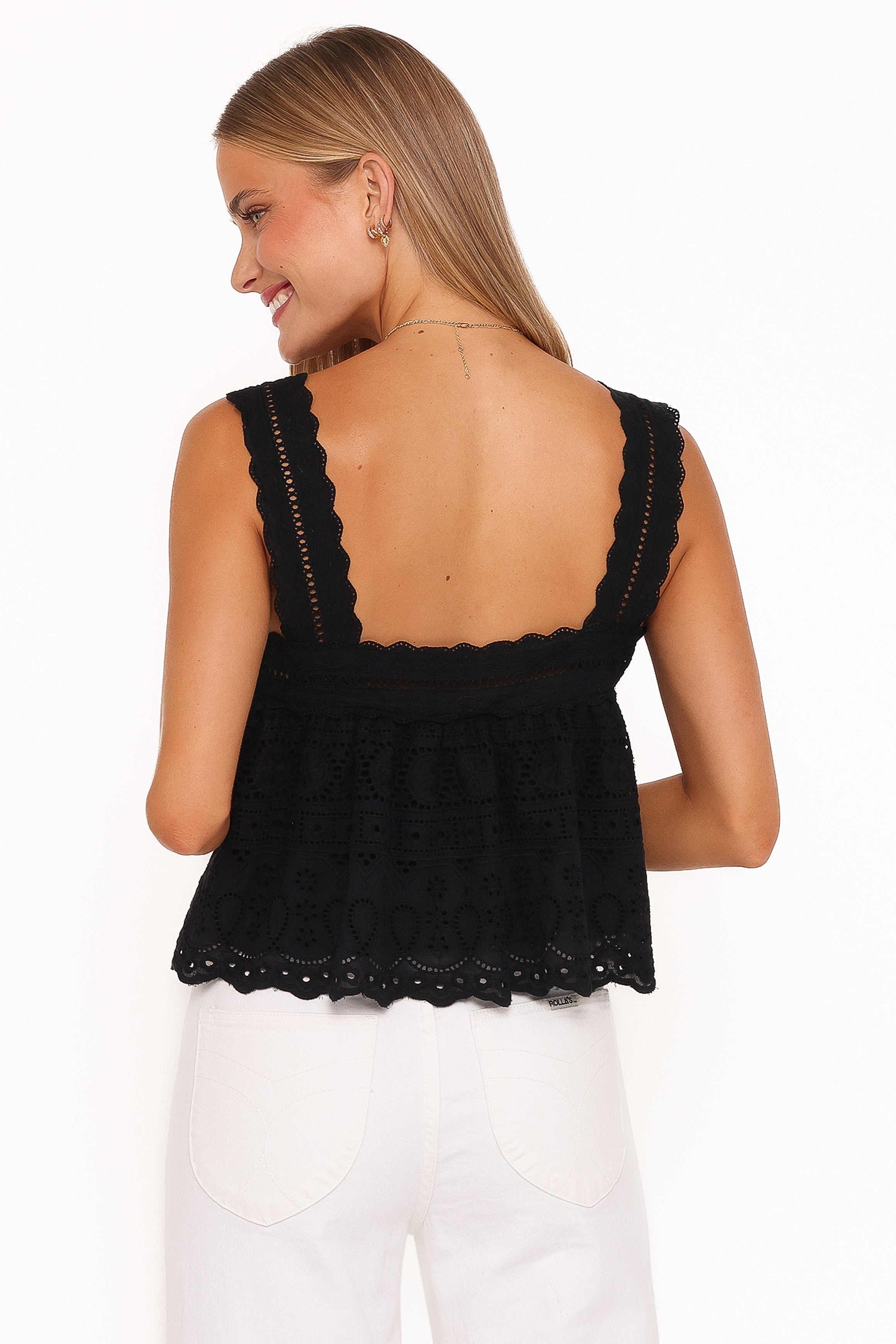 Aideen Eyelet Top - Black
