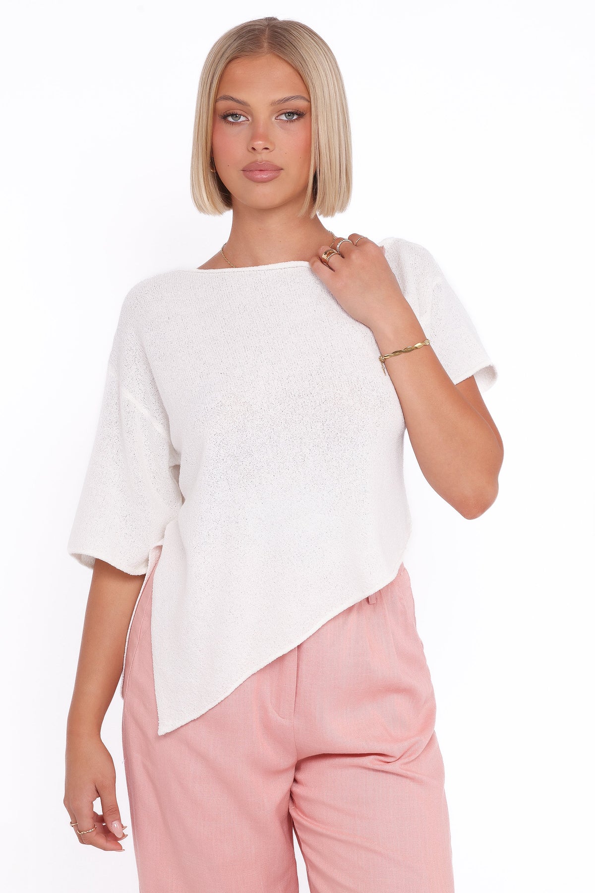 Ardena Boucle Knit Top - Cream
