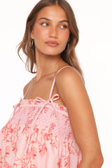 Cosima Baby Doll Top - Rose Pink Floral