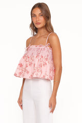 Cosima Baby Doll Top - Rose Pink Floral