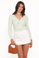 Demi Twist Detail Knit Top - Sage