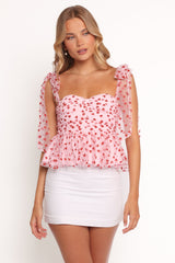 Floret Top - Red Hearts