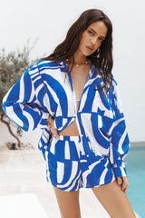 Heather Cotton Shirt - Blue Print