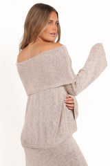 Indya Off Shoulder Top - Oatmeal