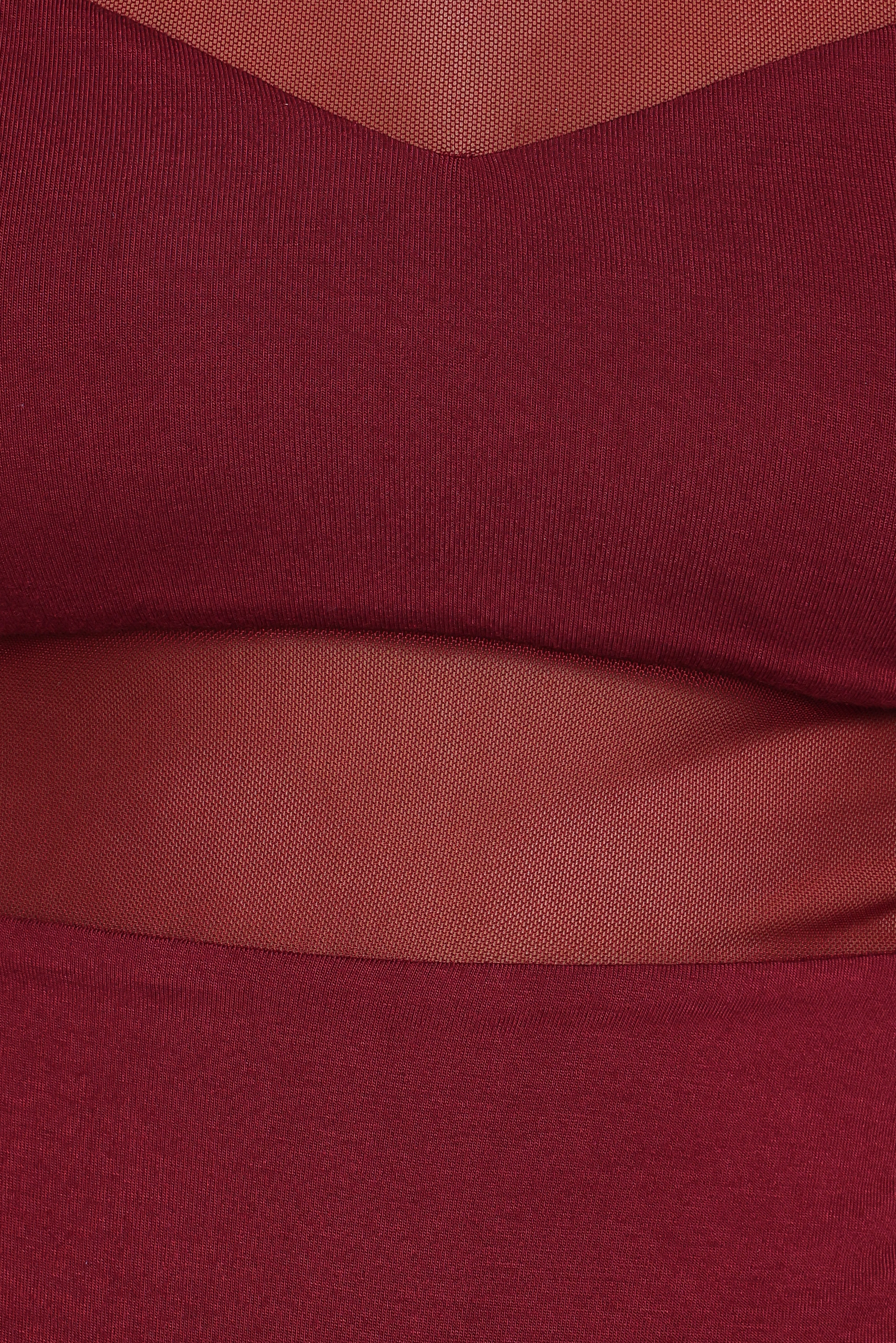 Kingsley Mesh Long Sleeve Bodysuit - Merlot
