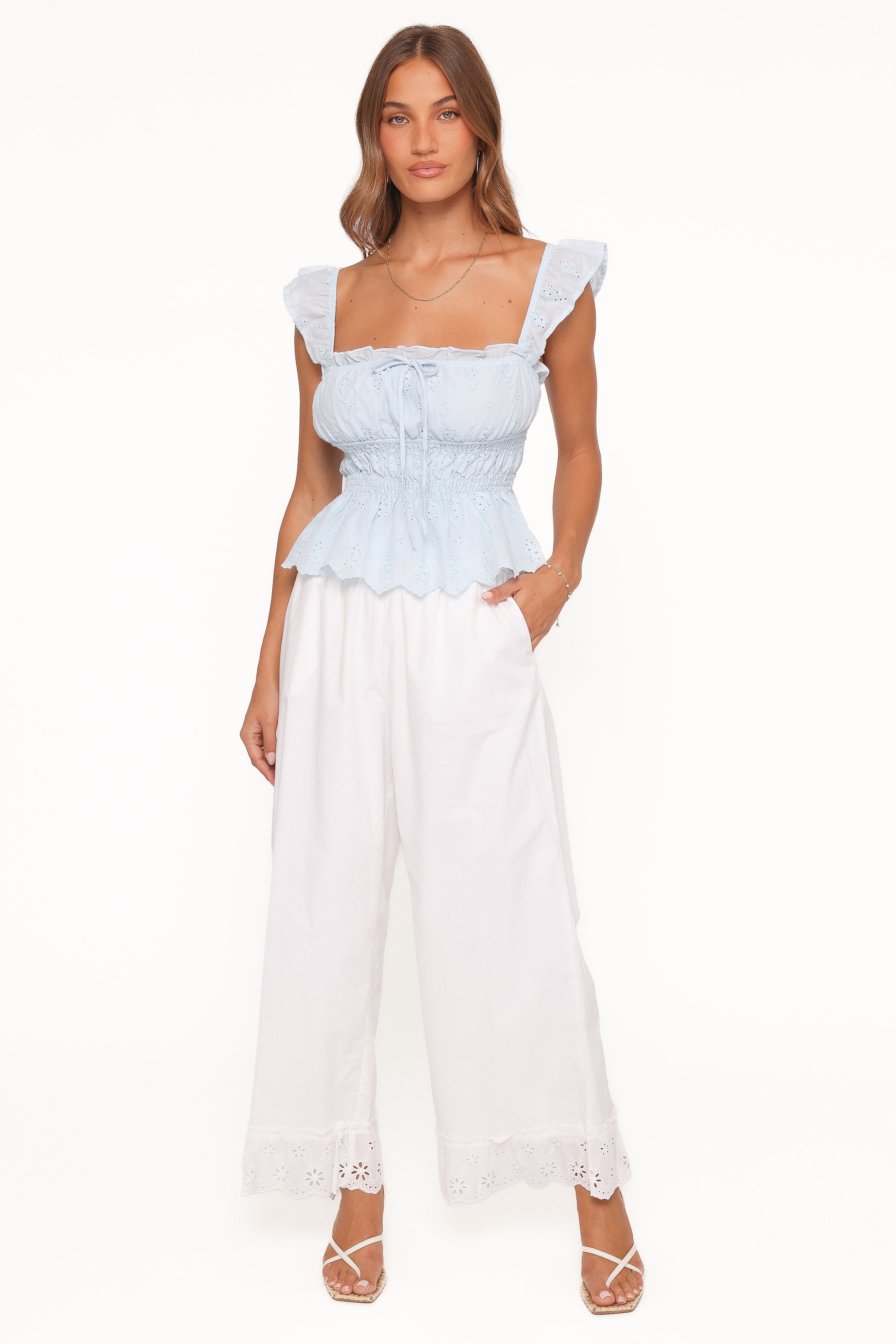 Melissa Peplum Top - Pale Blue