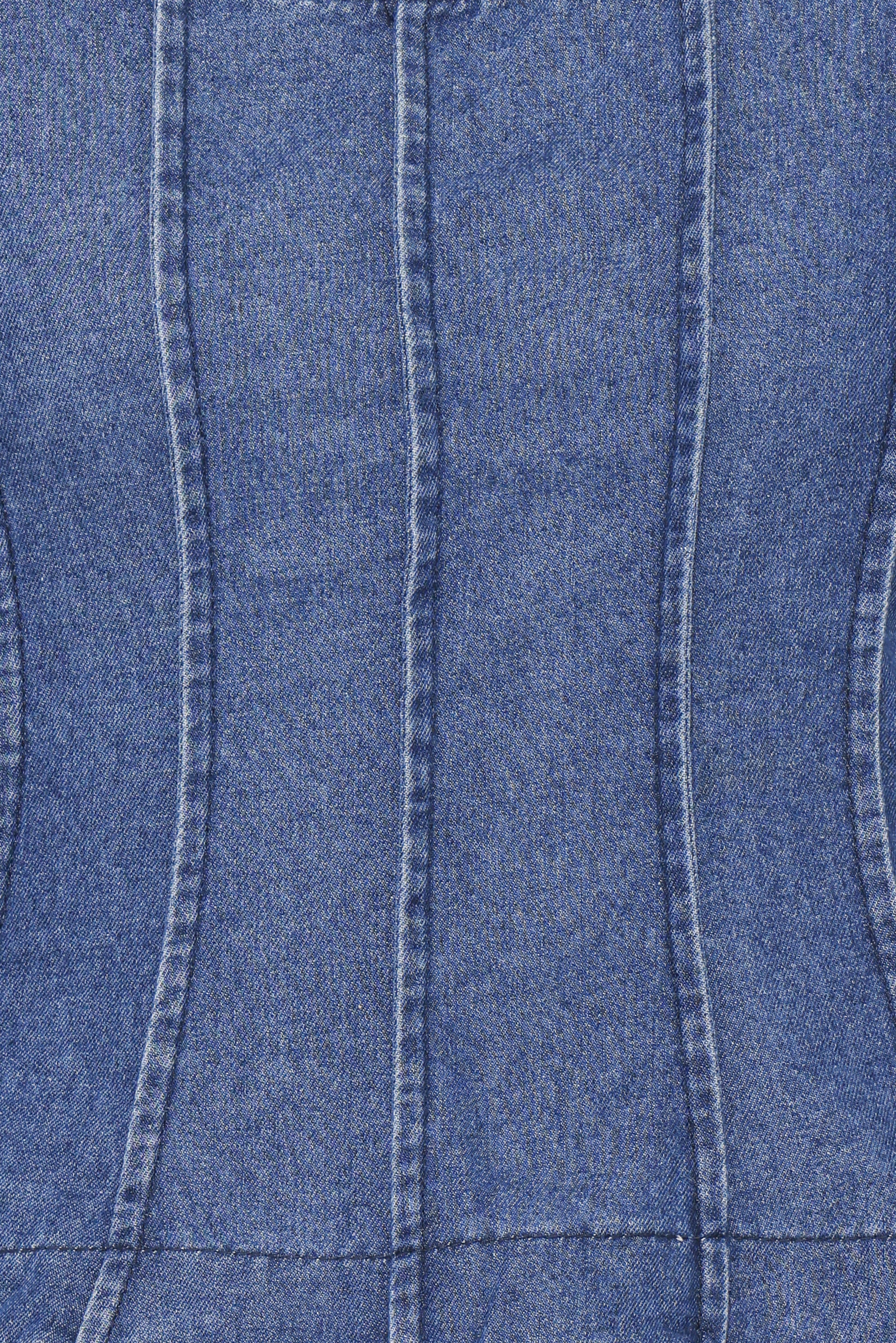 Saylor Denim Peplum Top - Blue Medium Wash