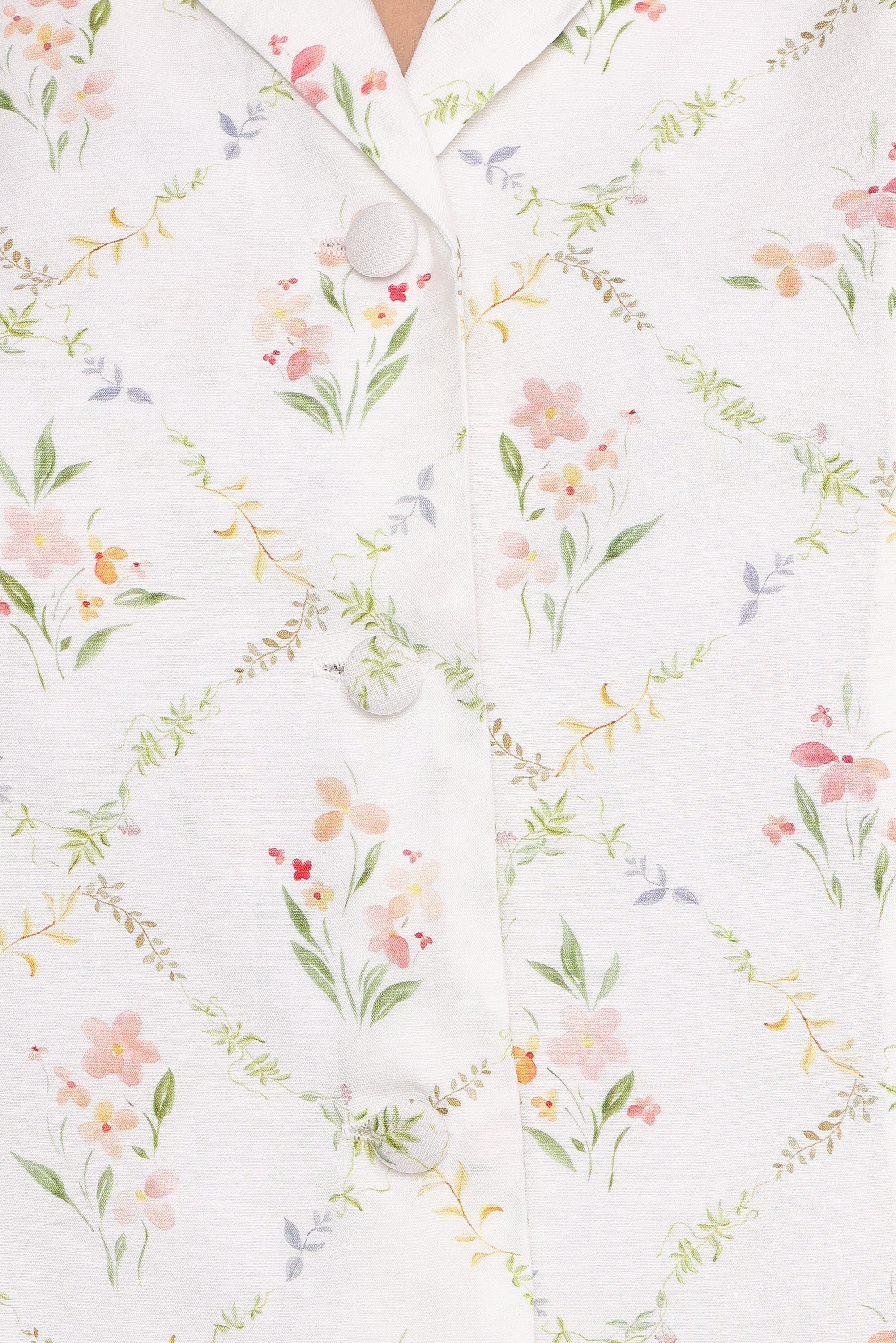Steele Button Front Top - White Vintage Floral