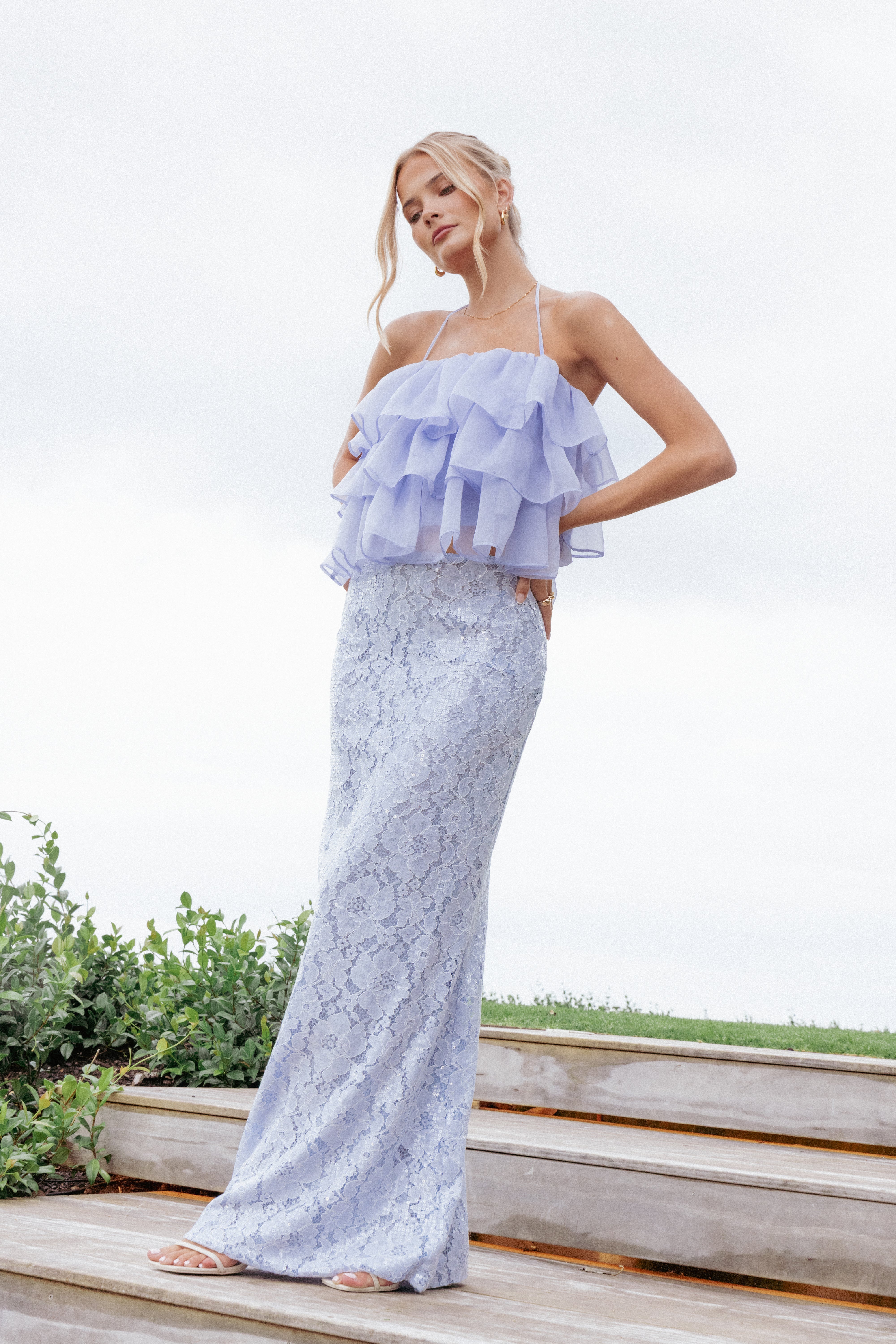 Taelya Flounce Top - Blue