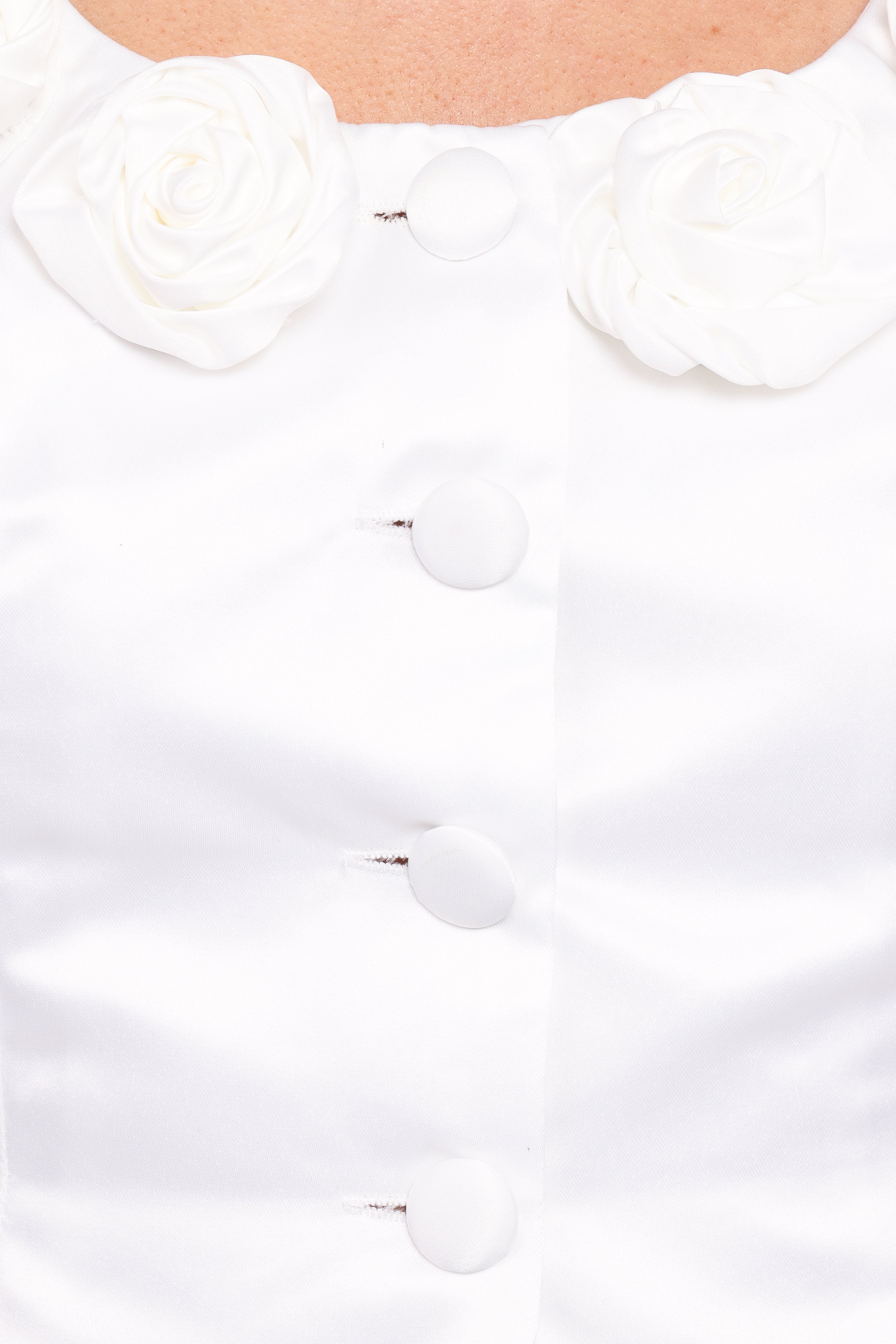 Xara Satin Vest with Rosettes - Ivory